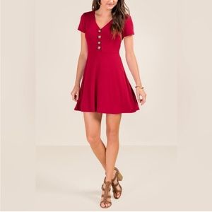 NWT Francesca’s Alya Sherra Brock Button Front V-Neck Dress, Small
